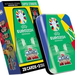 Topps Official Euro 2024 Match Attax - Booster Tin - Super Strikers - contains 28 EURO 2024 Match Attax cards plus 3 exclusive Super Strikers Limited Edition cards!