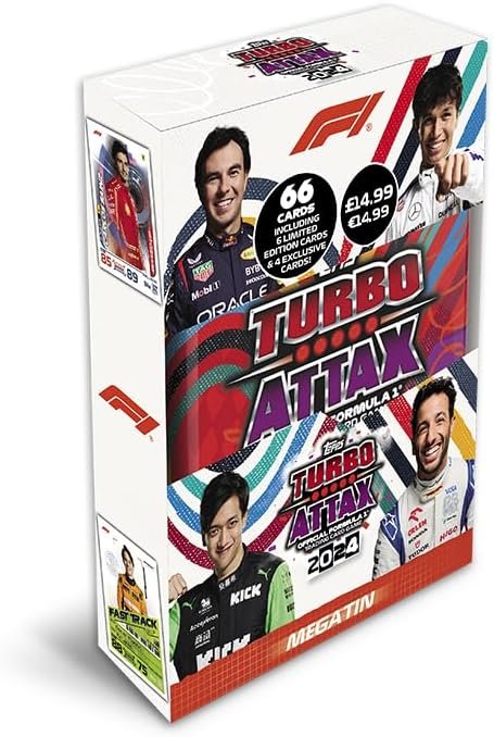 Topps Turbo Attax Formula 1 2024 - Mega Tin - Revved Up - contains 66 cards including 6 LE's and 4 Exclusive 'Revved Up' Cards!