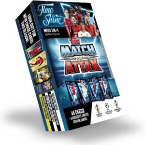 Topps Match Attax 24/25 - Mega Tin 'Time to Shine' - Tin 1 - contains 44 Match Attax cards plus 4 exclusive LE's - Bukayo Saka, Benjamin Šeško, Vitinha and Santiago Giménez!