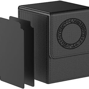 Bheddi Card Deck Box for YGO TCG Cards, with 2 Dividers per Box, Large Size Holds up to 110 Cards (Spellbind-Black)