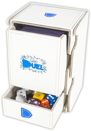 MACH 3 White Deck Box Replica New Version, Hard Shell, Faux Leather, Belt Loop, Compatible with Yu-Gi-Oh!, Magic: The Gathering, Pokemon TCG, Cardfight!! Vanguard