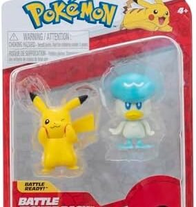 Pokémon Battle Figure First Partner 2 Pack - 2-Inch Quaxly and Pikachu Battle Figures with Authentic Details