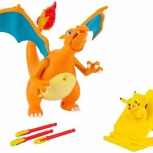 Pokémon Charizard Deluxe Feature Figure - Includes 6-inch Interactive Charizard Figure plus 2-inch Pikachu Figure with Figure Launcher - Authentic Details