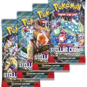 Pokémon | Pokemon TCG: Scarlet & Violet Stellar Crown Booster Packs x4 | Card Game | One of Each Art + TitanCards Toploader