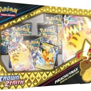 Pokémon TCG: Crown Zenith Special Collection – Pikachu VMAX (2 Etched Foil Promo Cards, 1 Foil Oversize Card & 5 Booster Packs) Multicolor