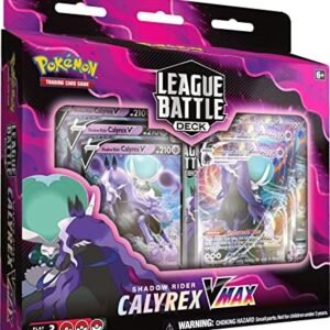 Pokémon TCG: Shadow Rider Calyrex VMAX League Battle Deck (60 cards Ready to Play Deck, 3 Foil V Cards & 3 Foil VMAX Cards)