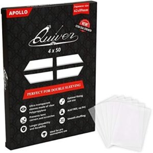 Quiver Time 200 Apollo Japanese Clear Card Sleeves - Ultra Transparent TCG Sleeves for Cards - Compatible with Yu-Gi-Oh cards (yugioh card sleeve), Cardfight Vanguard (Clear, 62 x 89 mm)