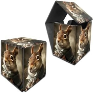 RWUTYTIUL for MTG Commander Deck Box, Card Storage Box Fits 100+ Sleeved Cards, PU Leather Large Size Strong Magnet Card Deck Case Holder for Board Game Magic MTG TCG CCG, Squirrel