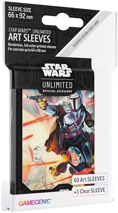 Star Wars Unlimited Mandalorian Art Sleeves - Officially Licensed Pack of 60 Art Sleeves and 1 Clear Sleeve, Optimised Size for Star Wars Unlimited and Other TCG and LCG Games, Made by Gamegenic