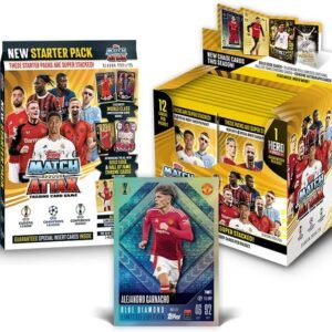 Topps Match Attax 24/25 - Mega Starter Bundle - contains a standard Starter Pack, a Full Box of Match Attax (24 packets) plus a Alejandro Garnacho Blue Diamond Limited Edition card.