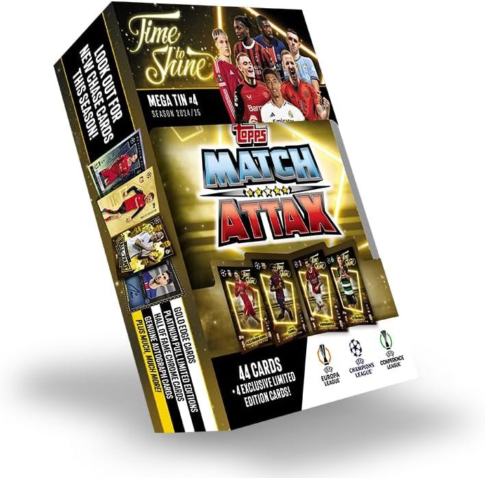 Topps Match Attax 24/25 - Mega Tin 'Time to Shine' - Tin 4 - contains 44 Match Attax cards plus 4 exclusive LE's - Trent Alexander-Arnold, Lamine Yamal, Theo Hernández and Viktor Gyökeres!