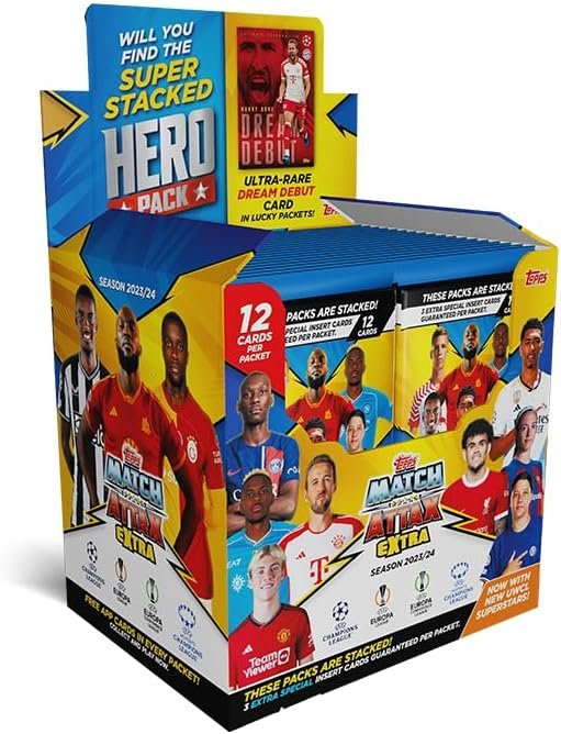 Topps Match Attax Extra 2024 - Full Box - 36 packets of Match Attax Extra 2024 (432 cards). 12 cards per packet.