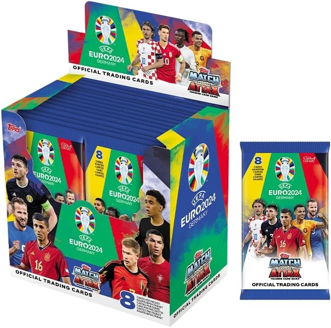 Topps Official Euro 2024 Match Attax - Full Box - 36 packets of EURO 2024 Match Attax (288 cards). Ultra-rare Cristiano Ronaldo Career Celebration to be found inside lucky boxes.