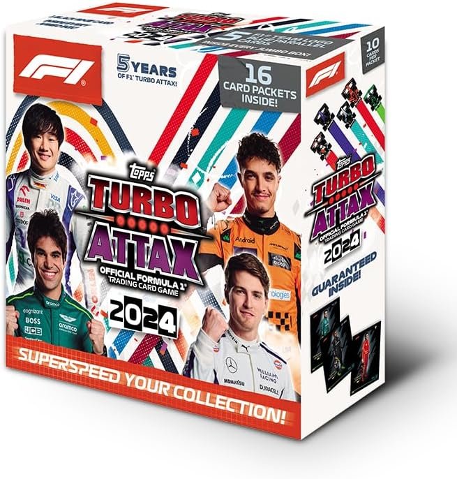 Topps Turbo Attax Formula 1 2024 - Jumbo Box - 16 packets per box (160 cards) with a guaranteed LE and Black Edge card inside every box - Online Exclusive Product!