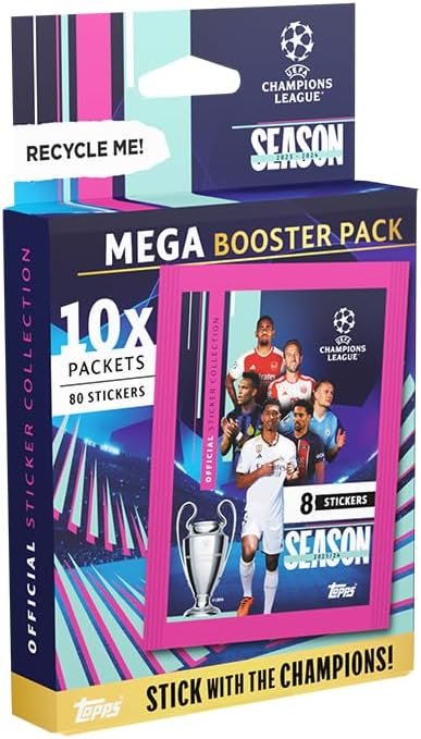 Topps UEFA Champions League Stickers 23/24 - Mega Booster Pack (10 packets/80 stickers)