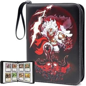 Trading Card Binder for One Piece Card Game,4 Pocket with 50 Sleeves up to 400 Cards One Piece TCG Card Binder,Portable Waterproof Card Storage Book with Sleeves for Game Cards Collection