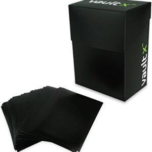 Vault X Deck Box and 100 Black Card Sleeves - Medium Size for Approx 80 Sleeved Cards - PVC Free Self Closing Protective Card Holder for TCG CCG (Medium w/Sleeves)