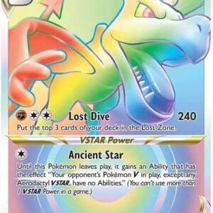 Aerodactyl VSTAR 199/196 Rare Rainbow Pokemon Card (Sword & Shield Lost Origin) + 1x TitanCards® Toploader