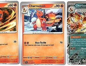 Charizard ex 125/197 Double Rare Tera - Obsidian Flames - Pokemon Evolution 3 Card Lot - Charmander Charmeleon