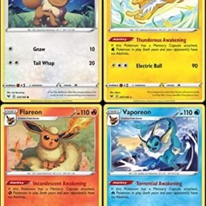 Jolteon Flareon Vaporeon Eevee - Vivid Voltage - Evoltuion Pokemon Card Lot - Rare 4 Card Set - 047/185-026/185-030/185