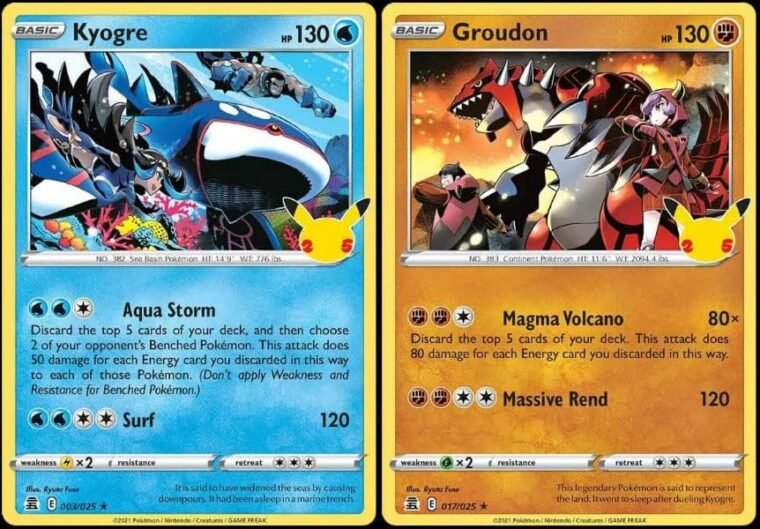 Kyogre & Groudon - Pokemon Celebration Card Lot - Legendary Holo Foil - 017/025 & 003/026