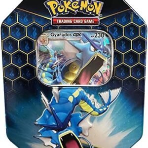 Pokemon SM11.5 Hidden Fates Gx Tin- Gyardos + 1 of 3 Foil Pokémon-GX Cards + 4 Booster Pack