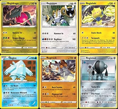 Regigigas & Legendary Giants - Regidrago - Regieleki - Regice - Regirock - Registeel - Pokemon 6 Card Lot