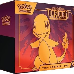 Pokémon -Top Trainer Box Crimson & Purple Trading Card Game — Obsidian Flames (9 booster packs, 1 holographic full screen promo card & premium accessories) (German version)