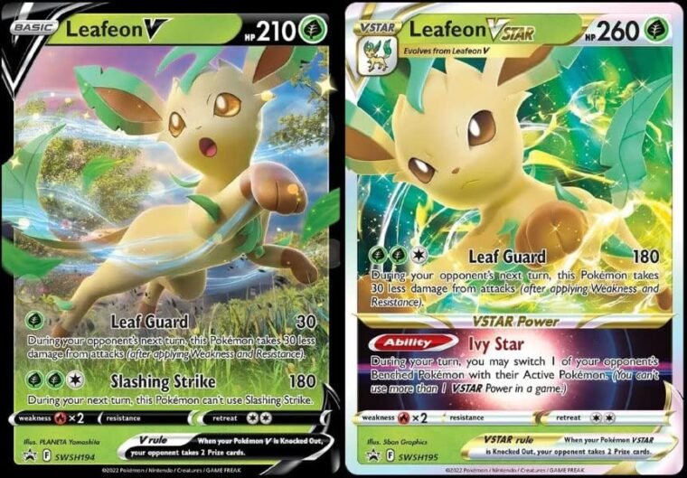 Pokemon Leafeon V & Vstar Black Star Promo Set - 2 Card Lot SWSH194 & SWSH195