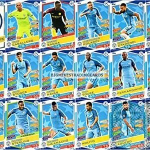 2016/17 MATCH ATTAX CHAMPIONS LEAGUE MANCHESTER CITY TEAM SET 18 CARDS