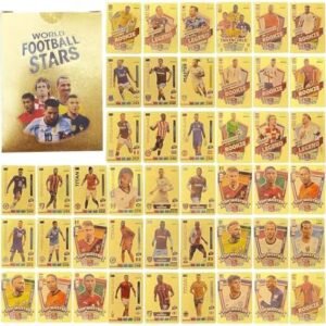 Football Card, 55 Football Cards, Premier League Football Card, Champions League, Soccer Star Collection, Football Cards, for Children, Teenagers and Adults (Gold)