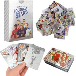 Foreverup Premier League & UEFA Football Cards - 55 World Cup Football Star Cards, Golden Foil Football Cards 2024 Premier League, UEFA Champions League Football Fans Collect Football Cards (Silver)