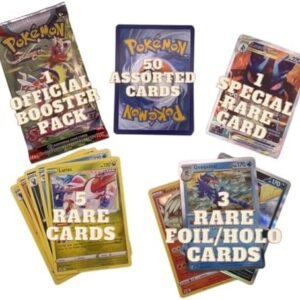 Mega Card Bundle - 50 Cards, 5 Rare Cards, 3 Foil Cards, 1 Special Rare Card, 1 Official Booster Pack, Plus a Dragontooth Top-loader that is Compatible with Pokemon Cards