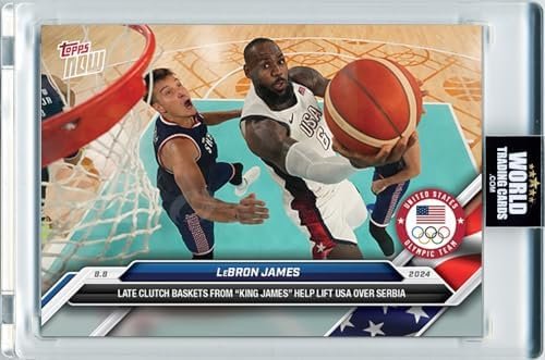 World Trading Cards,WTC,Pristine 10,2024 Topps Olympic Games USA, Lebron James,#024,Olympic Cards,Basketball Cards,Magnetic Case,Protective Case,INVESTMENT,Limited Edition Card