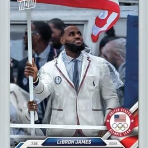 World Trading Cards,WTC,Pristine 10,2024 Topps Olympic Games USA, Lebron James,Flag,#004,Olympic Cards,Basketball Cards,Magnetic Case,Protective Case,INVESTMENT,Limited Edition Card